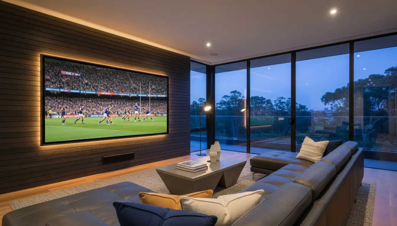 Modern IPTV streaming setup on a smart television in a living room